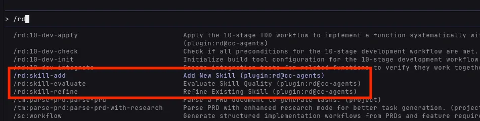 Claude Code with rd plugin